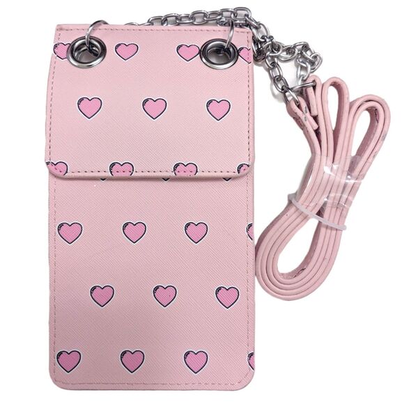 Madden Girl Purse Bag Womens Wallet Crossbody Pink Heart Coquette Cutecore New - Picture 1 of 8